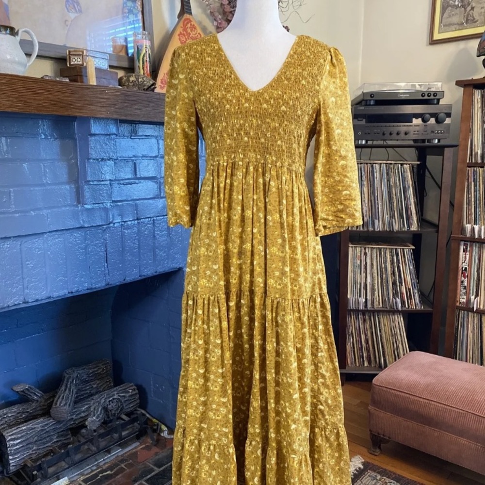 Christy Dawn L Basil Dress, Goldenrod